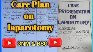 care plan on laparotomy।। case presentation on laparotomy।। laparotomy। nursing care plan। [upl. by Coumas424]