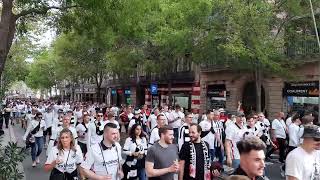 Massive Eintracht Frankfurt parade to Camp Nou in Barcelona for the quarterfinal Europa League 2022 [upl. by Aralc]