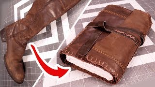 Upcycling Leather Boots into a Travelers Journal [upl. by Rosalynd100]