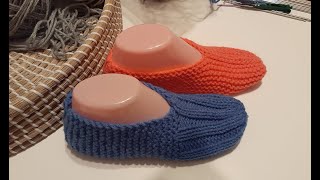 Pantoufle au tricot knitted slipper facile à faire  very easy to do part 1 [upl. by Cheatham]