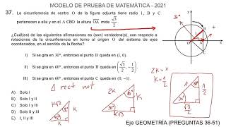 Resolución Modelo Matemática PTU admisión 2021 EJE GEOMETRÍA DEMRE P 3651 [upl. by Madea40]