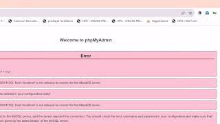 Xampp Error localhost is not allowed to connect to this MariaDB Server  PHP MySQL  100  Solution [upl. by Cherlyn]