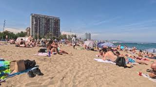 🌤️ BEST Barcelona Beach Spain Barceloneta 4K 2023 Walking Tour beach walk [upl. by Ruhtracm]