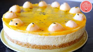 No Bake Lychee amp Passionfruit Cheesecake Recipe  Чизкейк с личи [upl. by Juieta]