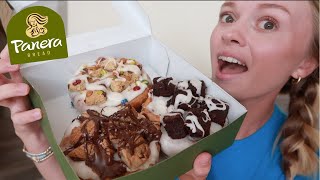 NEW Panera Bread Fudgy Browie Choco Chipper Candy Cookie CinnaTop review  Cinnamon roll [upl. by Eenhat467]