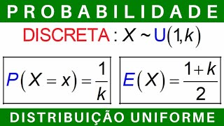 PROBABILIDADE e ESTATÍSTICA 📊 DISTRIBUIÇÃO UNIFORME DISCRETA exercícios concursos [upl. by Algy]