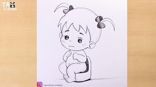 Cute Baby girl sitting on a chair pencildrawingTaposhiartsAcademy [upl. by Chaunce646]