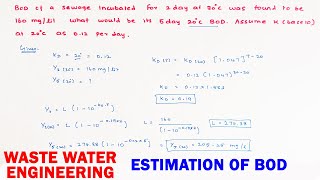 Biochemical Oxygen Demand BOD  Waste Water Engineering  Estimation of BOD  BOD solved problems [upl. by Gaye]