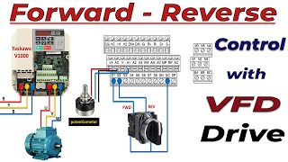 Forward Reverse Motor Control with VFD  vfd control wiring  vfd motor control circuit diagram [upl. by Suravaj]