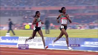 Womens 10000 meter race at the Commonwealth Games 2010  Finals [upl. by Bonne]