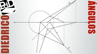 Ángulos de dos rectas que se cortan en un punto mediante abatimiento Sistema Diédrico [upl. by Lahcar]