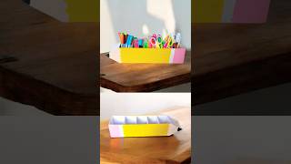 Creative pencilpen holder minhwacuties empty box waste material youtubeshorts diy trending [upl. by Ysnil]