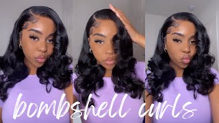 How to Voluminous Bombshell Flatiron Curls on Bodywave Lace Frontal Wig ft Wiggins Hair [upl. by Mahgem]