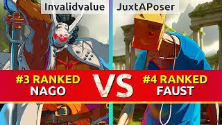 GGST ▰ Invalidvalue 3 Ranked Nagoriyuki vs JuxtAPoser 4 Ranked Faust High Level Gameplay [upl. by Aseefan]