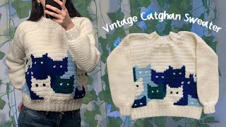 Crochet Vintage Catghan Sweater Tutorial [upl. by Kelvin]