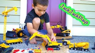 Unboxing Construction Vehicles for Children  Toy Excavator Trucks and LEGOS  JackJackPlays [upl. by Ssilem]