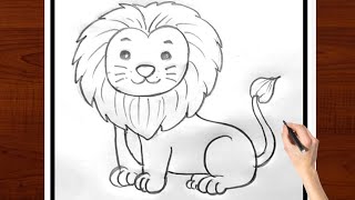 Lion Drawing for kids  How to draw lion for kids easy step by step  Kids drawing Kids Video [upl. by Kaycee]