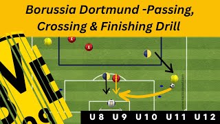 DORTMUND  football Crossing amp Finishing Drill  footballsoccer drills  u7 u8 u9 u10 u11 u12 [upl. by Russel]