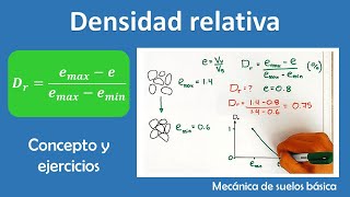 Densidad relativa concepto y ejercicios  Mecánica de suelos básica [upl. by Haile]