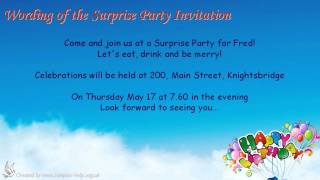 Surprise Party Invitation Wording [upl. by Cornia283]