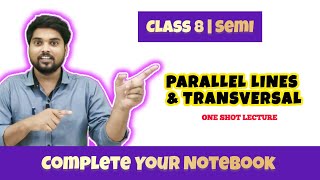 Parallel Lines amp Transversal  class 8 math  Semi  Marathi chapter2 [upl. by Amalbena]