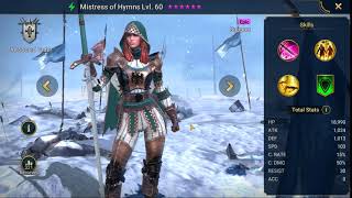 Raid Shadow Legends Hero Showcase Mistress of Hymns lv 60 [upl. by Hoi]