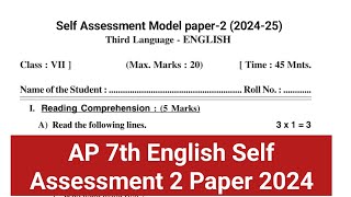 AP 7th English Self Assessment 2 Model Paper  English  Self Assessment Paper 2 202425 [upl. by Racso]