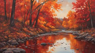 Autumn Landscapes in Oil Painting Style  AIGenerated 90Minute Video [upl. by Yanetruoc]