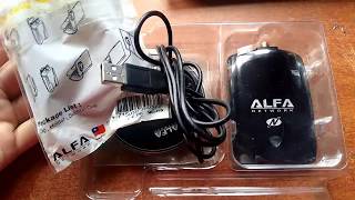 alfa awus036nha unboxing En español 2018 adaptador wifi usb potente [upl. by Hnib]