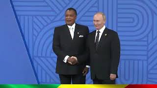 16ème sommet BRICS Denis SassouNGuesso accueilli par Vladimir Poutine [upl. by Medina373]