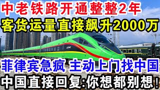 中老铁路开通整整2年，客货运量直接飙升2000万，菲律宾急疯主动上门找中国，中国直接回复：你想都别想！ [upl. by Winfred]