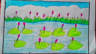 Sapla fuler Drawing waterlily Drawing easy drawing step by step New Art video কি ভাবে সহজে শাপলা আকা [upl. by Itaws]