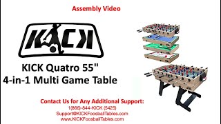 KICK Quatro 55quot 4in1 Multi Game Table Assembly Video [upl. by Jermain]