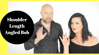 How to Cut a Shoulder Length Angled Bob  TheSalonGuy [upl. by Eadrahs899]