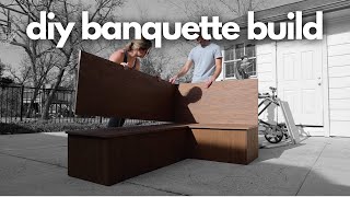 DIY Built In Banquette Build  budget friendly bench  DIY Extreme Living Room Makeover [upl. by Antony702]