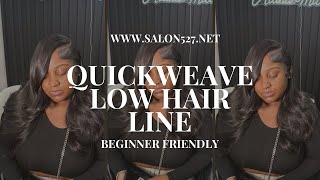 Quickweave Install  Low Hair Line  527 Extensions [upl. by Hebrew]