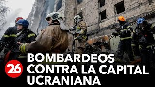 GUERRA RUSIA  UCRANIA  Bombardeos contra la capital ucraniana [upl. by Anahcra]