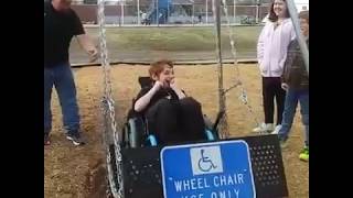 Mom Films Boy In Wheelchair’s First Ever Swing Ride amp His Joy Is Contagious [upl. by Olnee585]