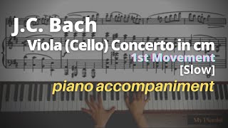 JCBach  Viola Cello Concerto in cm 1st Mov Piano Accompaniment Slow [upl. by Younglove]