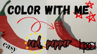 Realistic Red Pepper Drawing with Markers and Colored Pencils [upl. by Atteuqnas]