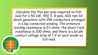 Solving for Flux Per Pole in DC Shunt Generator [upl. by Kries]