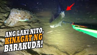 Ang LAKI  KINAGAT ng BARAKUDA 😱  EPISODE 155  NIGHT SPEARFISHING PHILIPPINES  Drins Adventure [upl. by Ervine]