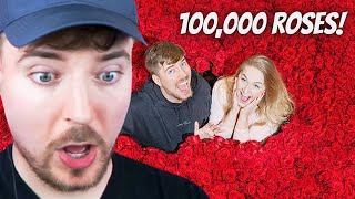 I Surprised my Girlfriend Maddy with 100000 Roses  MrBeast [upl. by Aken]