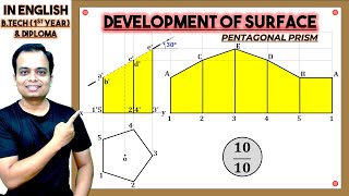 Development of Surface of Hollow Solids  PENTAGONAL PRISM  Zero😥 to Hero😎  2024 [upl. by Schlessel552]