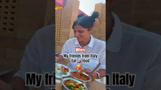 When Italian tourists eat Indian spicy 🌶️ food in Jaisalmer India chickencurry spicyfood food [upl. by Rebeca]