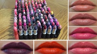 MAC Lipstick Collection  127 LIP SWATCHES TRY ON [upl. by Rodgiva959]