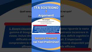 Tfa sostegno cosa studiare 7 argomenti sempre presenti nei test preliminari shorts 05 [upl. by Enived477]