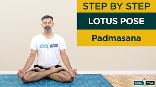 Padmasana Lotus Pose or Position How to Do Step by Step for Beginners  Hip Opening Stretches [upl. by Booma]