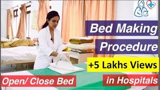 OpenClose Bed making procedure l Bedmaking Part 2 l Medical and Nursing l Rashmi Rajora from [upl. by Acebber]