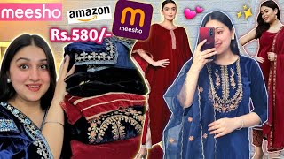 Meesho amp Amazon Velvet Kurti Set Haul Rs530 😍  Meesho Suits Kurtis Kaftan meesho amazon [upl. by Yelknirb799]